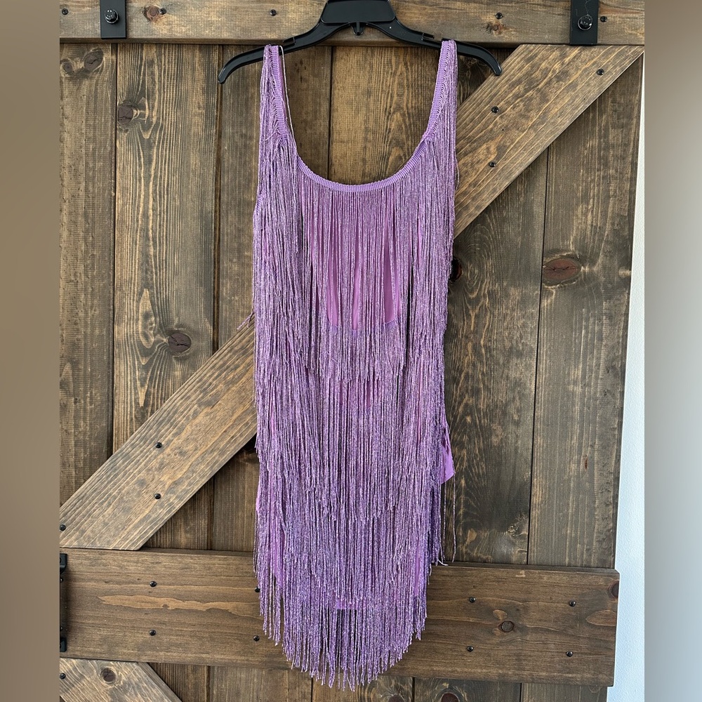 Purple fringe dress new without tags